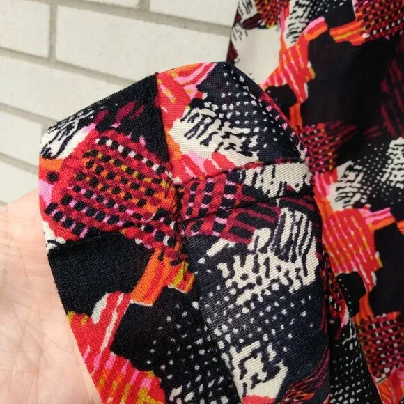 Vintage 60s 70s Mini Dress 30"B JR Bazaar Abstract Long Sleeves Mod GoGo Retro - Picture 4 of 10